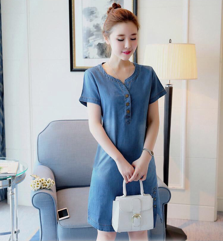 ĐẦM JEAN SUÔNG XẺ TÀ ĐÍNH 3 NGÔI SAO